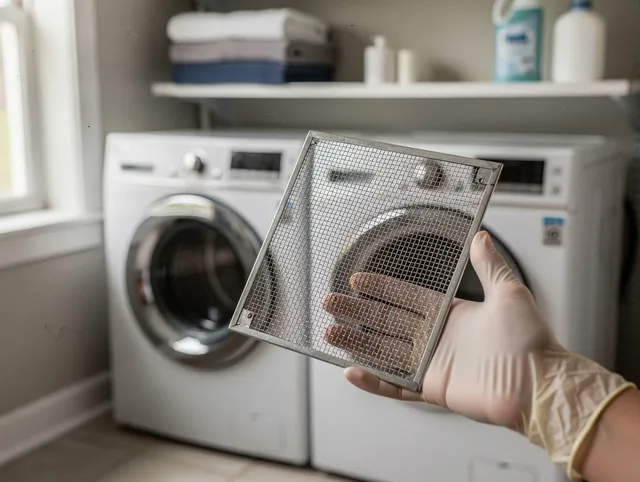 Chino Hills Dryer Vent Cleaning specialist performing detailed lint trap cleaning service in Chino Hills