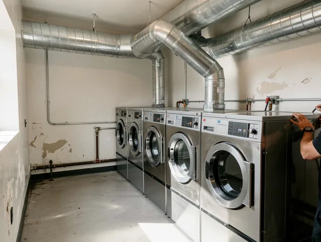 Chino Hills Dryer Vent Cleaning team performing large-scale commercial dryer vent cleaning in Chino Hills